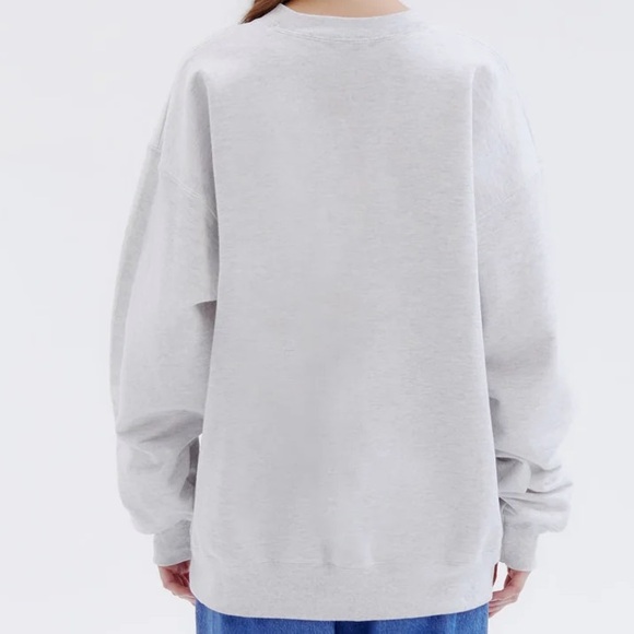 The Bar Varsity Oversized Boyfriend Sweatshirt light Heather Grey Tonal Sz M - Picture 3 of 12
